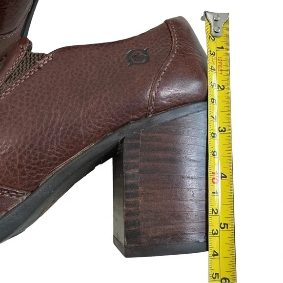 Born D07906 Slip-On Brown Leather Block Heel Ankle Booties Size 8.5 M/W - Picture 13 of 16